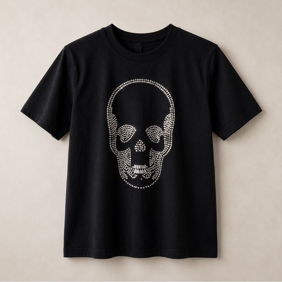Lucien Pellat-Finet Tops - LUCIEN PELLAT-FINET Studded Skull T-Shirt